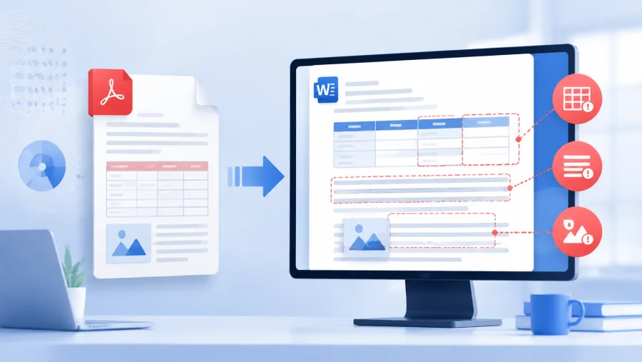 PDF转Word后表格跑偏、段落叠在一起？这三处最容易出错