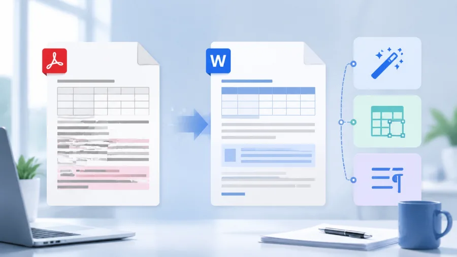 PDF转Word后表格飞了、段落叠在一起？这三步能救回来