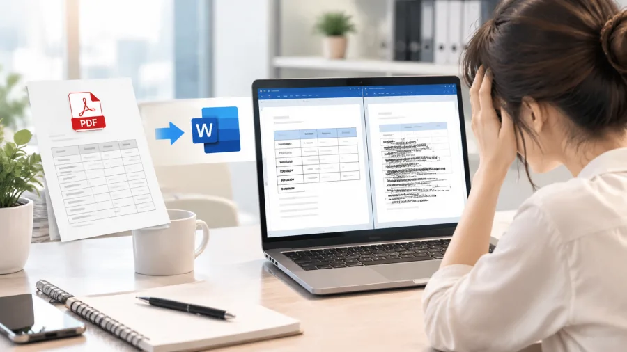 PDF转Word后表格跑偏、文字叠成一团？这些细节一动就乱